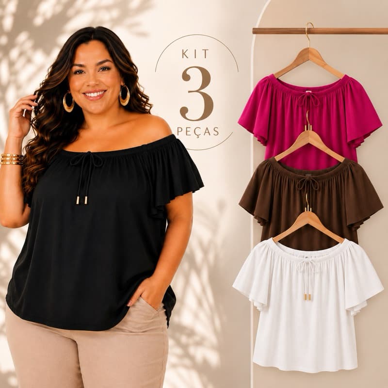 Kit 3 batas soltinha plus size feminina estilosa confortável básica dia a dia lisa elegante soltinha