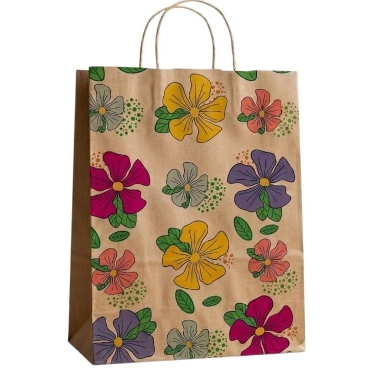 Sacola Papel Kraft 80g Ecológica Resistente Personalizada  Alça Torcida Confortável Pacote Com 25  Unidades