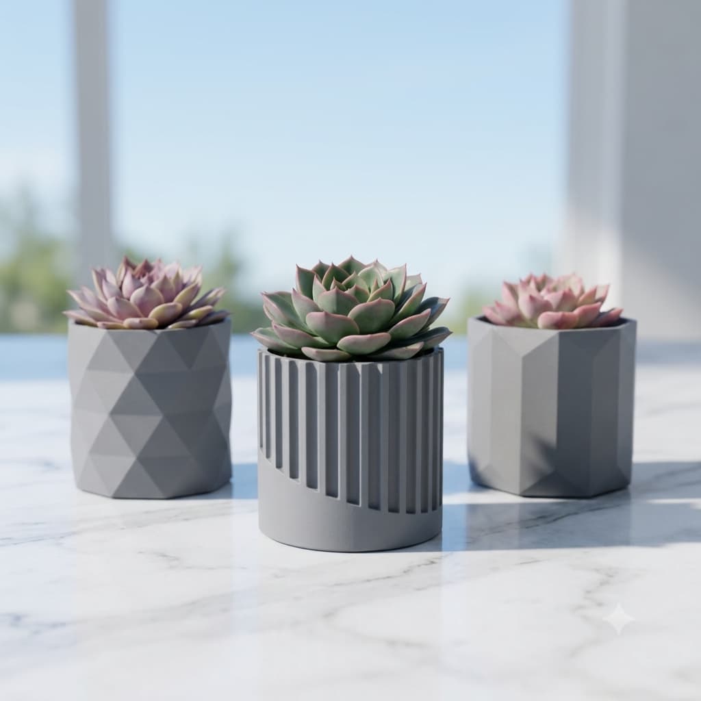 Kit de Vasos Cachepot Minimalista com Texturas Moderno para Suculentas | Vasinhos para Decoração de Ambiente