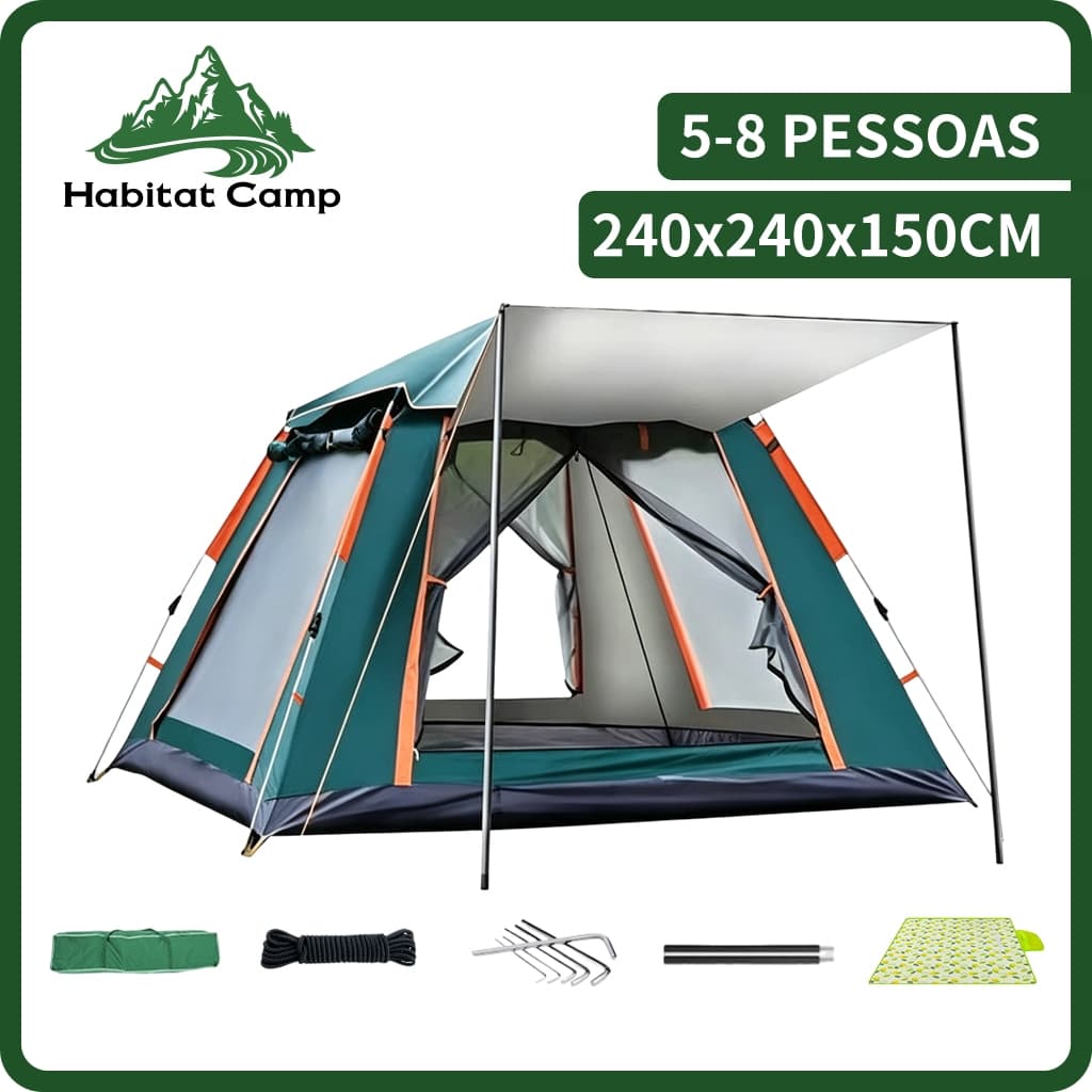 🔥HABITAT CAMP  Flash Sale  Barraca De Acampamento Automática Pop-up,Tenda de Camping Portátil 5-8 Pessoa
