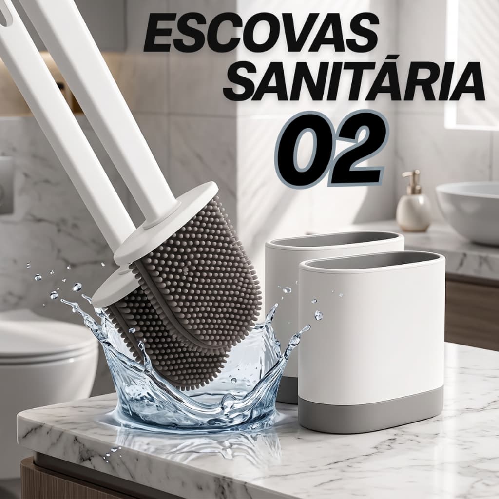 Kit 2 Escova Sanitaria Silicone anti bacteria Higienico
