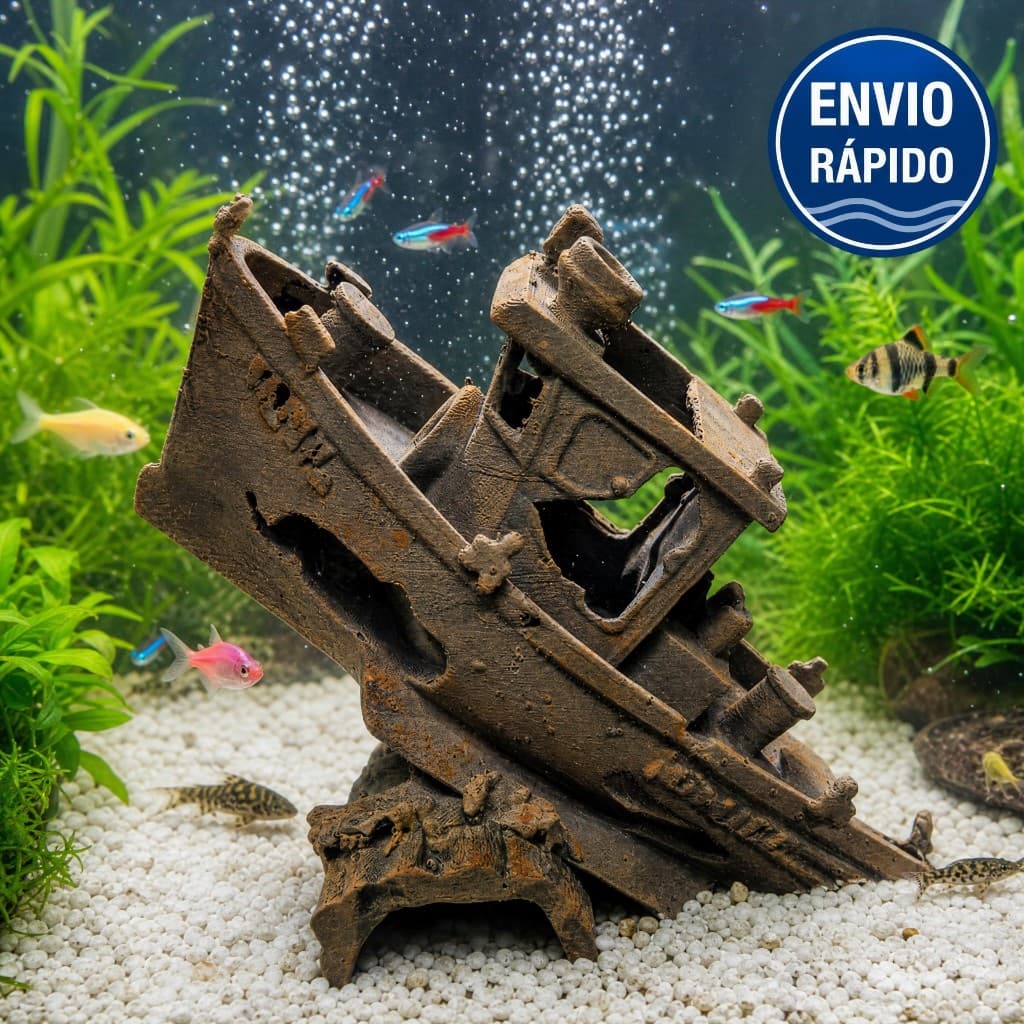 Barco Naufragado Decoração Para Aquário Enfeite Miniatura Realista Nautico