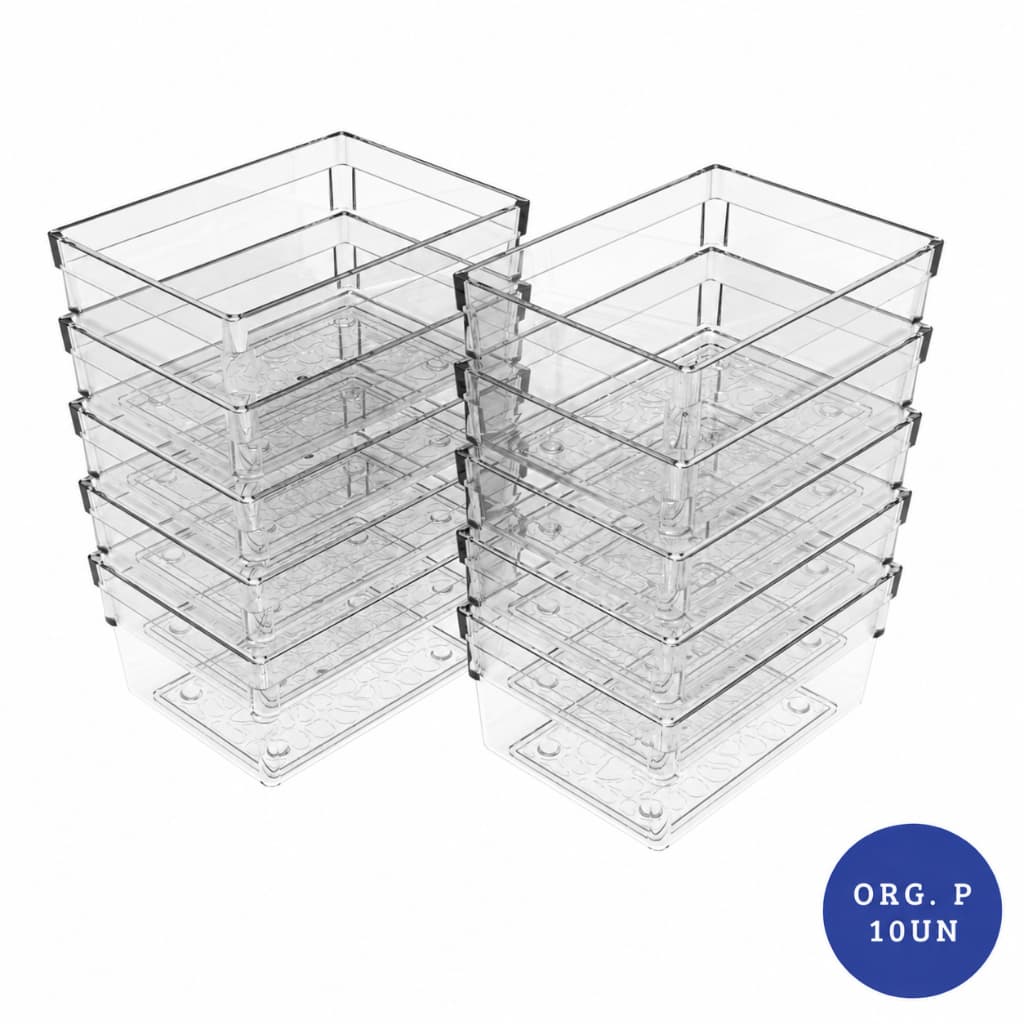 Kit com 10 Organizadores Pequenos de Acrilico Modular Multiuso Cozinha Sala Banheiro Maquiagens