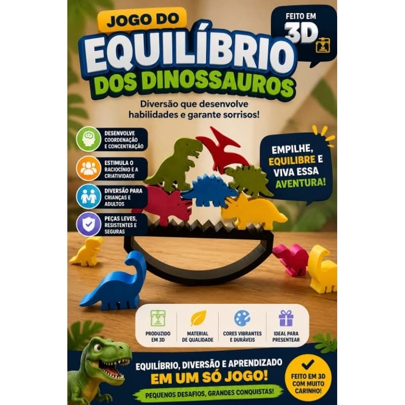 Jogo do equilíbrio dinossauros 3D