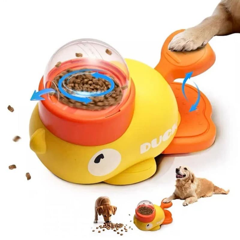 Brinquedo Interativo para Cães - Pato Dispenser de Ração: Estimula Atividade e Reduz Estresse
