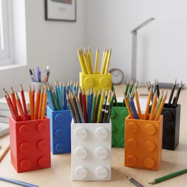 Porta Lápis e Caneta Bloco de Montar / Organizador de Mesa Criativo / Decoração Infantil