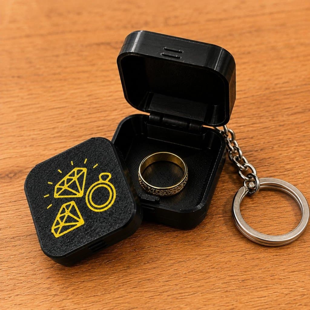 Porta Anel Chaveiro Compacto Organizador de Anéis Preto