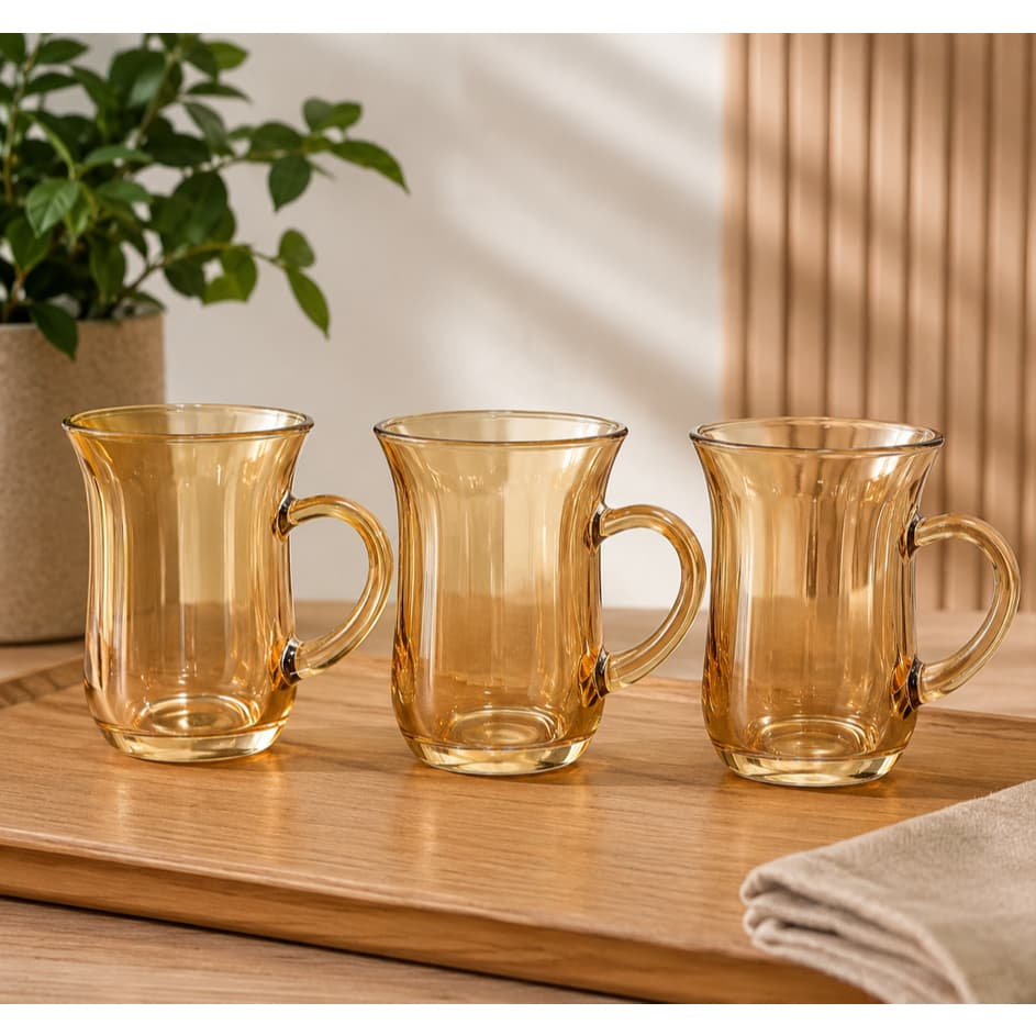 Jogo de Xícaras de Vidro Star 130ml para Chá e Café | Conjunto de 3 peças de Cristal Luxuoso