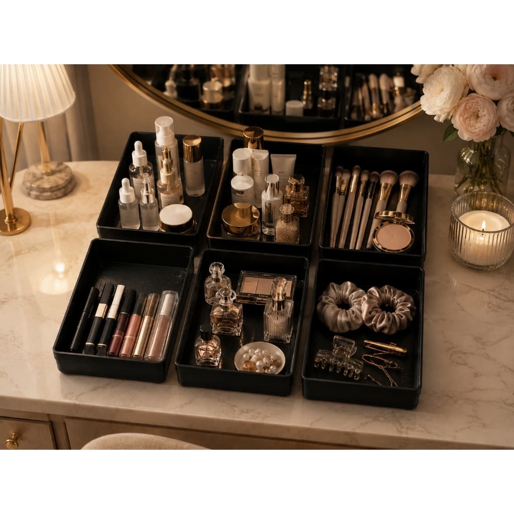 Kit com 6 Organizadores de Acrilico Grande Modular Multiuso Gaveta Geladeira Armario Banheiro