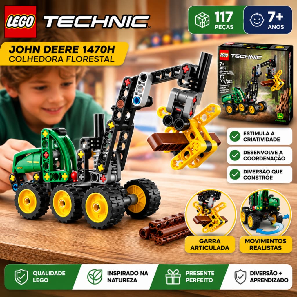 Lego Technic Ceifeira John Deere 42218 117 Peças 117 Lego Technic Colheitadeira De Rodas John Deere