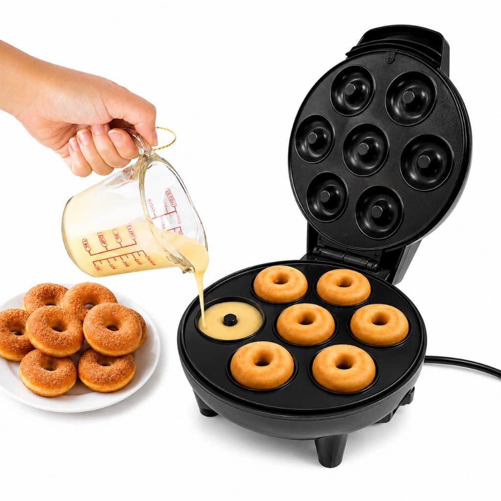 Maquina Mini Donuts Portátil Potente 7 Furos Rosquinha