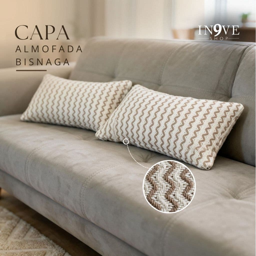 Kit 2 Capas de Almofada Bisnaga 26x44cm Decorativa Confortável Sala Sofá Quarto Área Externa Premium