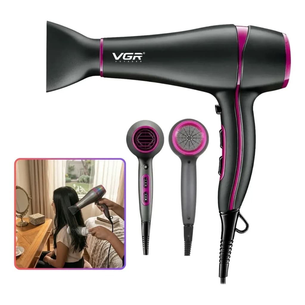 Secador VGR V-402 1800W Profissional Potente com Difusor e Concentrador