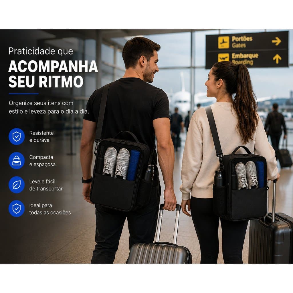 Bolsa Multiuso Viagem Academia Trabalho Com Alça Transversal Porta Garrafa
