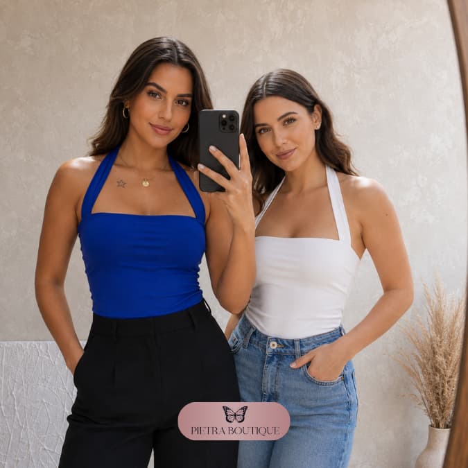 Kit até 2 Blusa Feminina Efeito Silicone Blusa Halter Feminina e Costa Nua Suplex | TAM. 36 ao 42