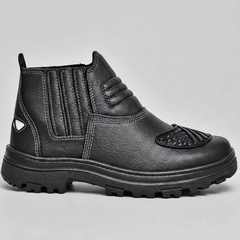 Bota Motociclista Coturno Motoqueiro Botina Segurança Premium Couro Reforçado Bico Com Proteção Marcha C.A Epi
