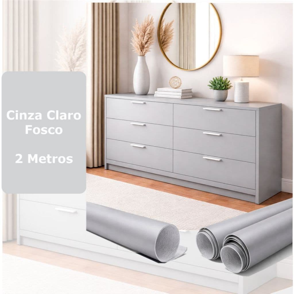 Adesivo Vinil Cinza Claro Fosco envelopamento Geladeiras Móveis 2 metros