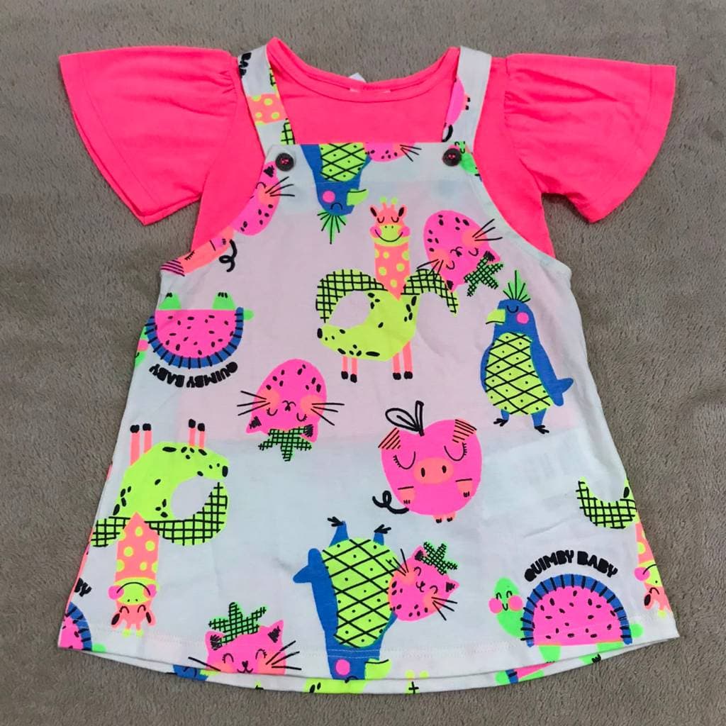conjunto blusa e salopete-conjunto infantil-jardineira infantil-moda bebê-moda infantil-primavera verão