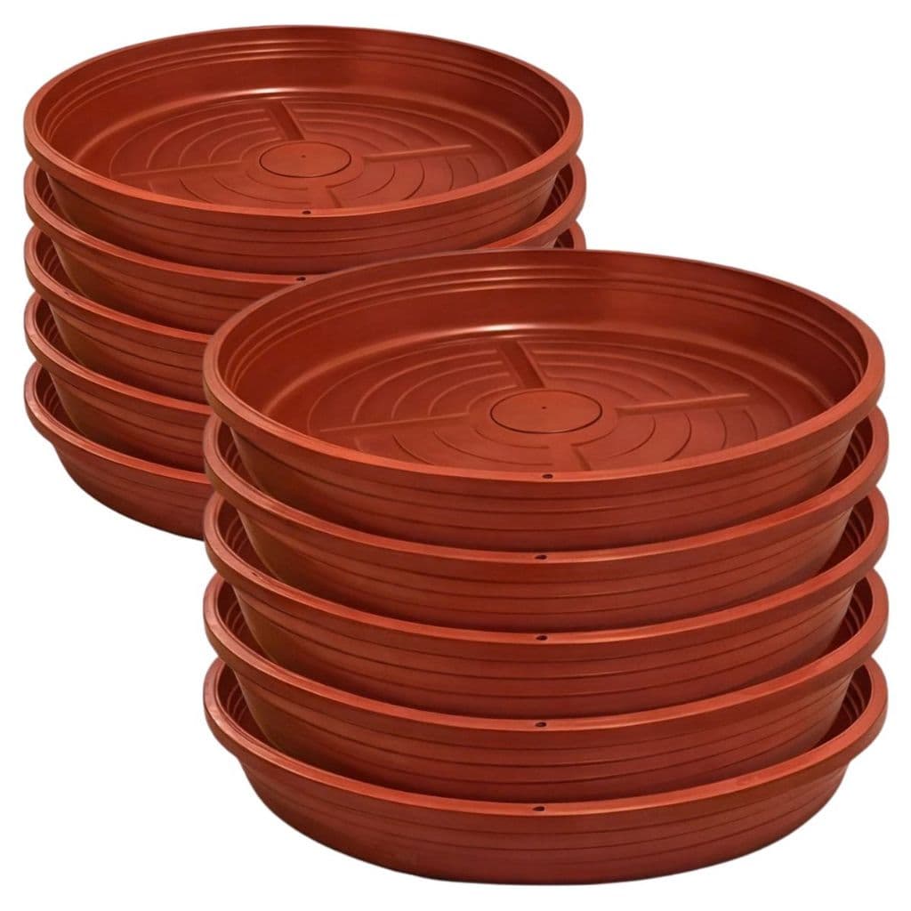 Kit 12 Prato p/ Vaso Grande De Planta 34,5cm Plástico Cerâmica Com Furos P/ Vaso Planta Suspenso