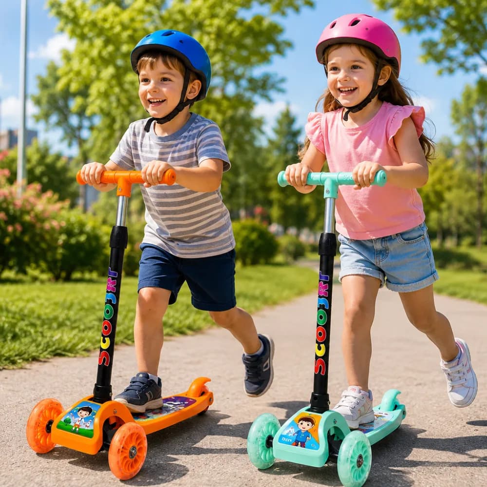 Patinete Infantil 3 Rodas De Led Dobrável Scooter Crianças até 40kg ajuste de altura Menino Menina