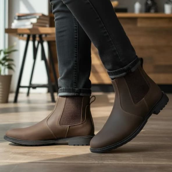 Botina Country Masculina Chelsea Em Couro Legitimo