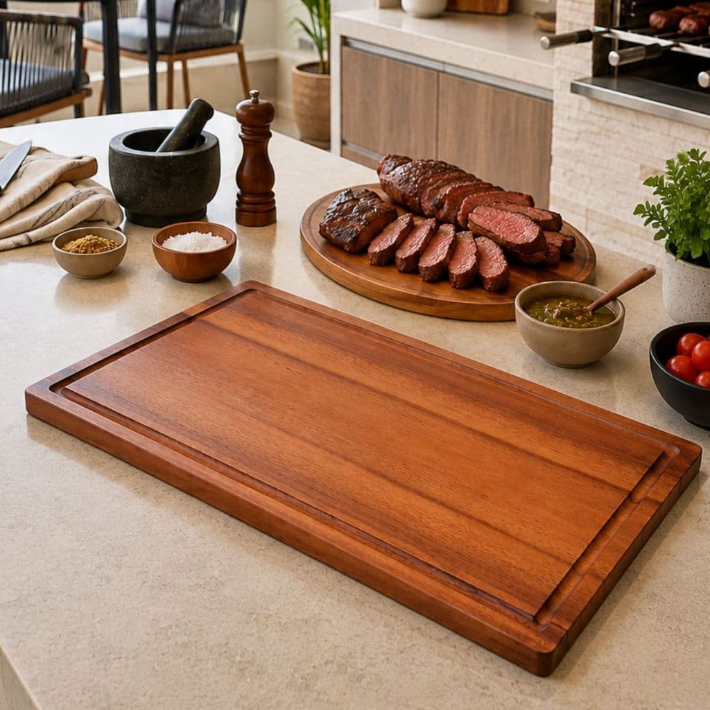 Tabua de Carne Madeira Grande Churrasco Corte Madeira Maciça 60cm