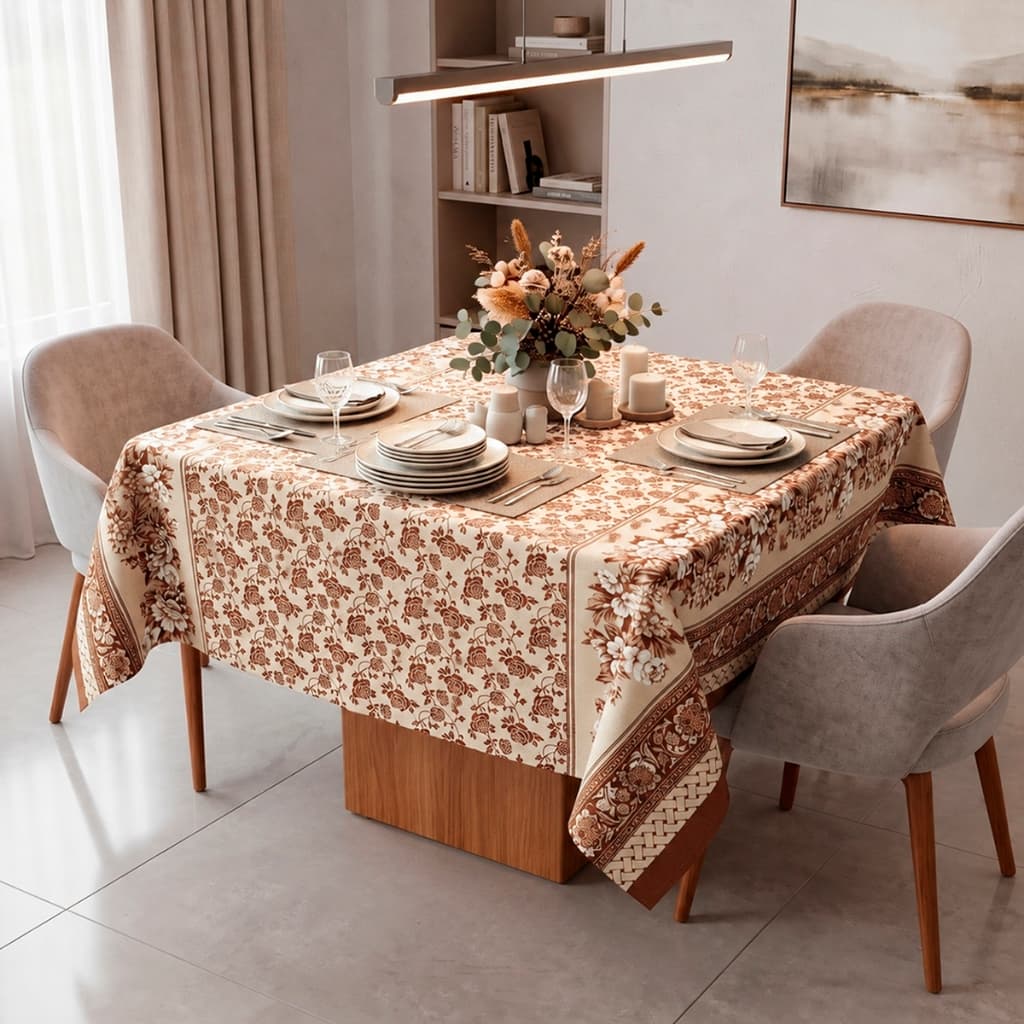 Toalha de Mesa Linhão Quadrada 4 Lugares 1,45m x 1,45m Estampado Premium