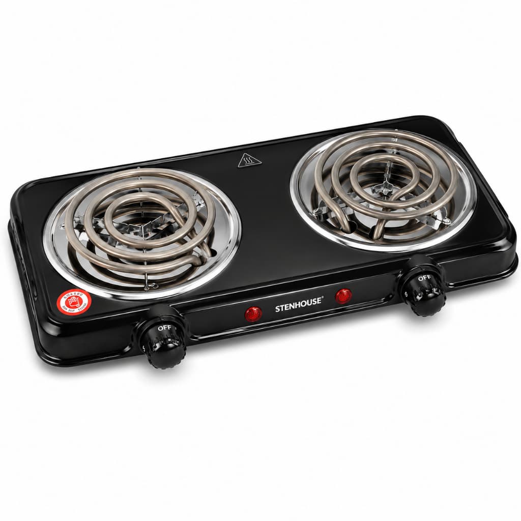 Fogareiro Elétrico 2 Bocas 220V Portátil Fogão Elétrico de Mesa Compacto para Cozinha Camping Apartamento