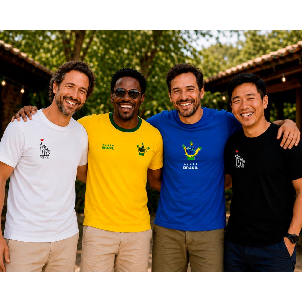 BRASIL LOVE CAMISETA BÁSICA FIT POLIÉSTER VISCOSE ELASTANO TIME HOMEM CONFORTO AMIGOS PAI FILHO PRESENTE ADULTO LIBRAS