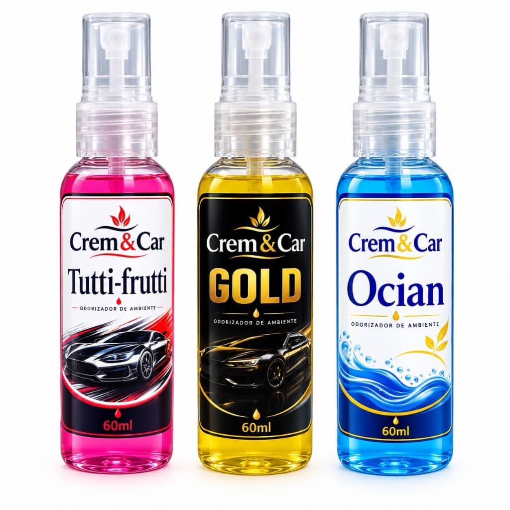 Kit 3 Cheirinho Para Carro Odorizador Aromatizador Carro 60ml Spray Crema&Car– Alta Fixação Carro,Veículo, Automóvel