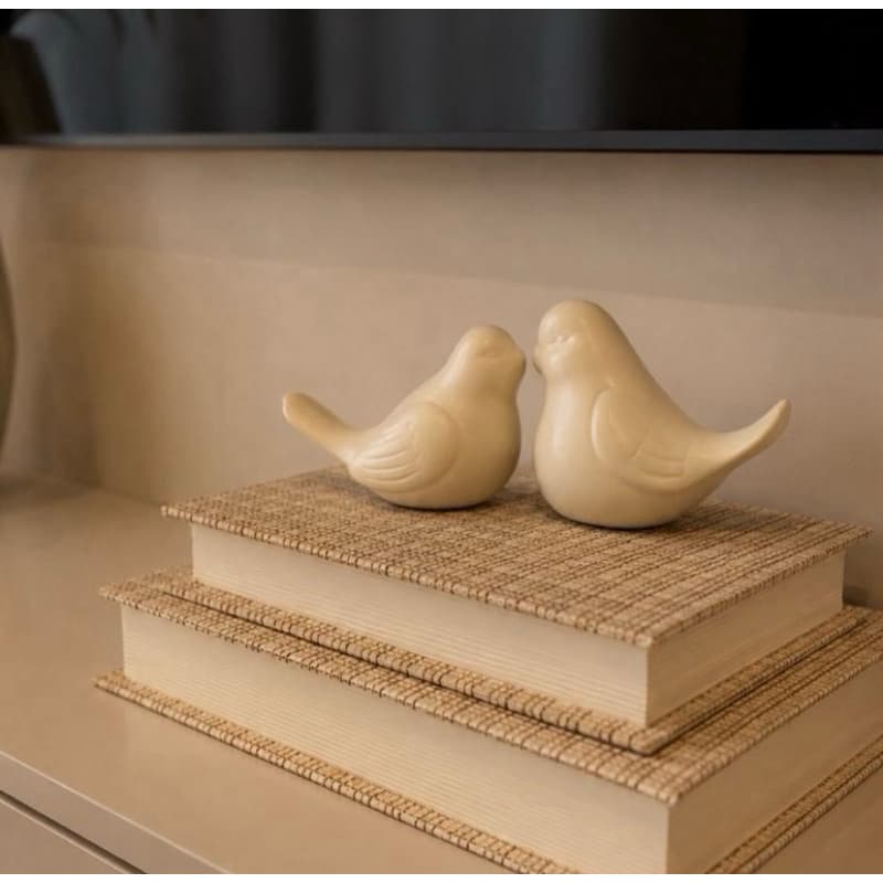 kit 2 pássaros decorativos em cerâmica offwhite fosco / Decoração de sala / Home decor