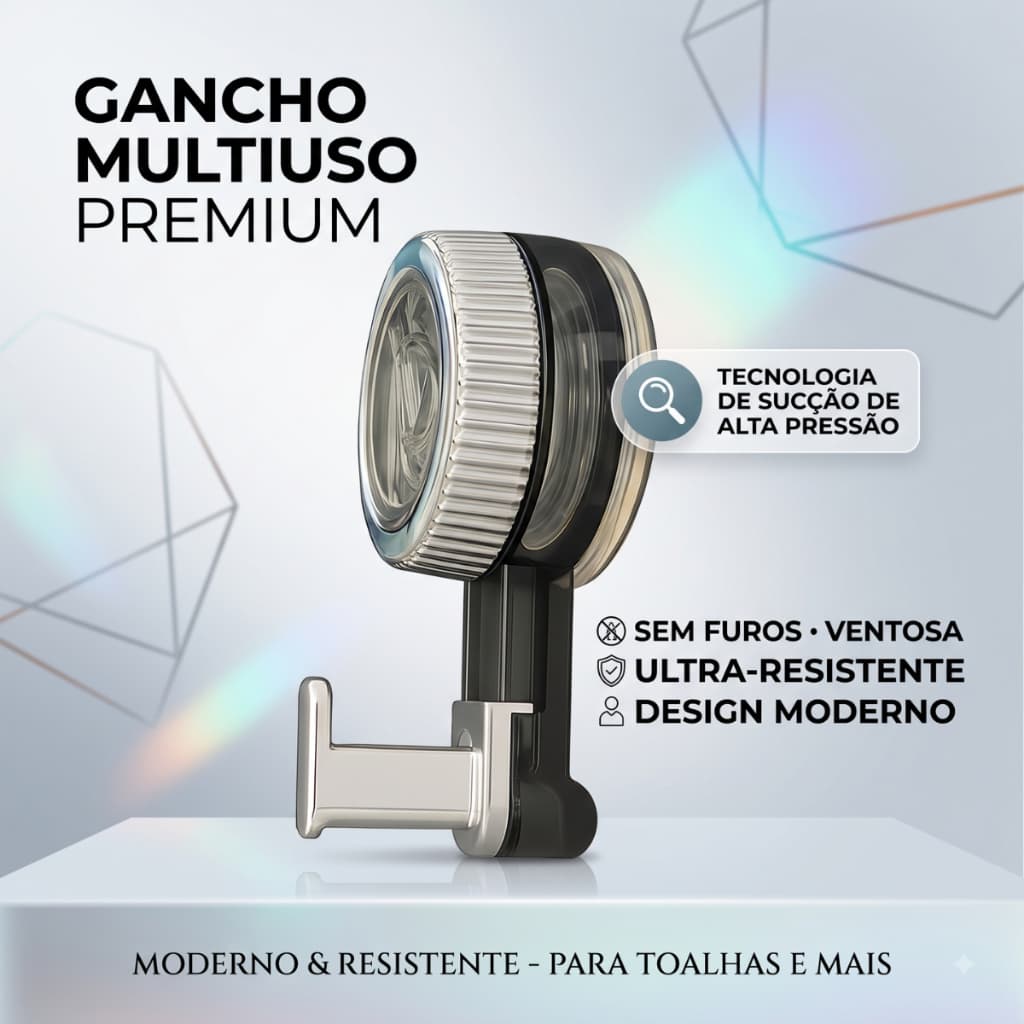 Gancho Para Banheiro Toalha Roupa Sem Furo Com Ventosa Suporte Para Toalha Resistente Moderno Multiuso