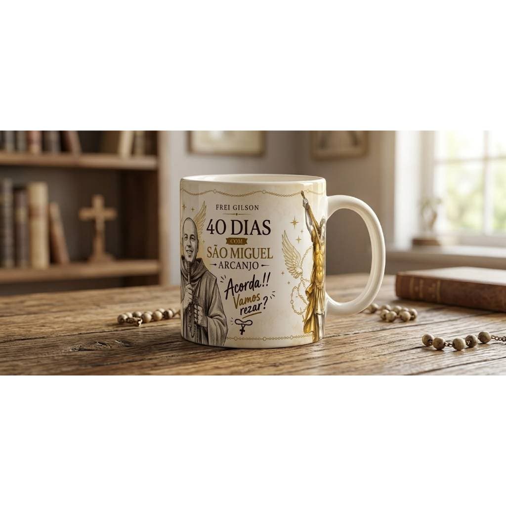 Caneca personalizada religiosa, são miguel, frei gilson, caneca de fé, caneca