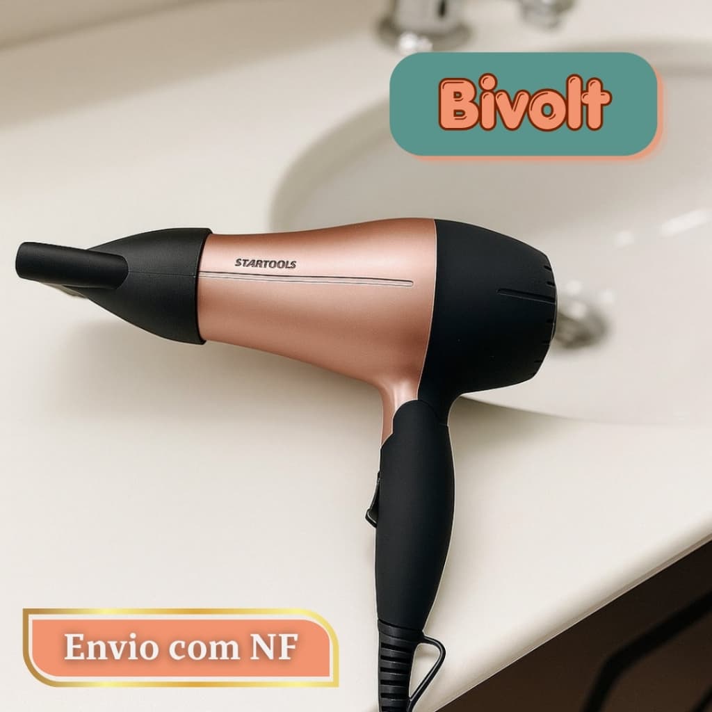 Secador de Cabelo Portátil Dobrável 1200W Bivolt Potente Compacto Viagem Academia Rosa Cinza