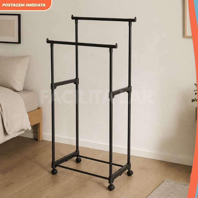 Arara Dupla Cabideiro de Roupas Multiuso – Elegância e Versatildiade