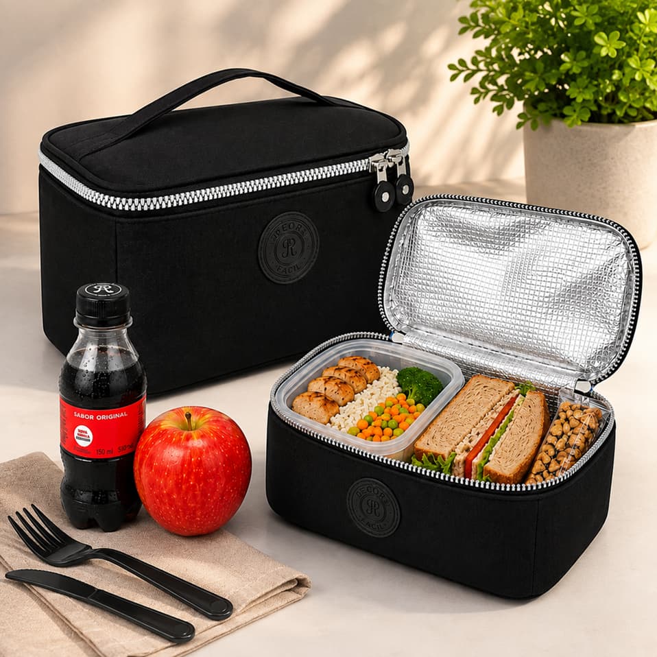 Bolsa Térmica Fitness Trabalho Viagem 2,2 Litros Academia Piquenique Lancheira Com Alça Preto