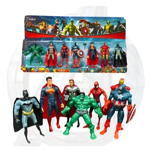 Kit Boneco Vingadores 7 Bonecos Articulados Super Heróis