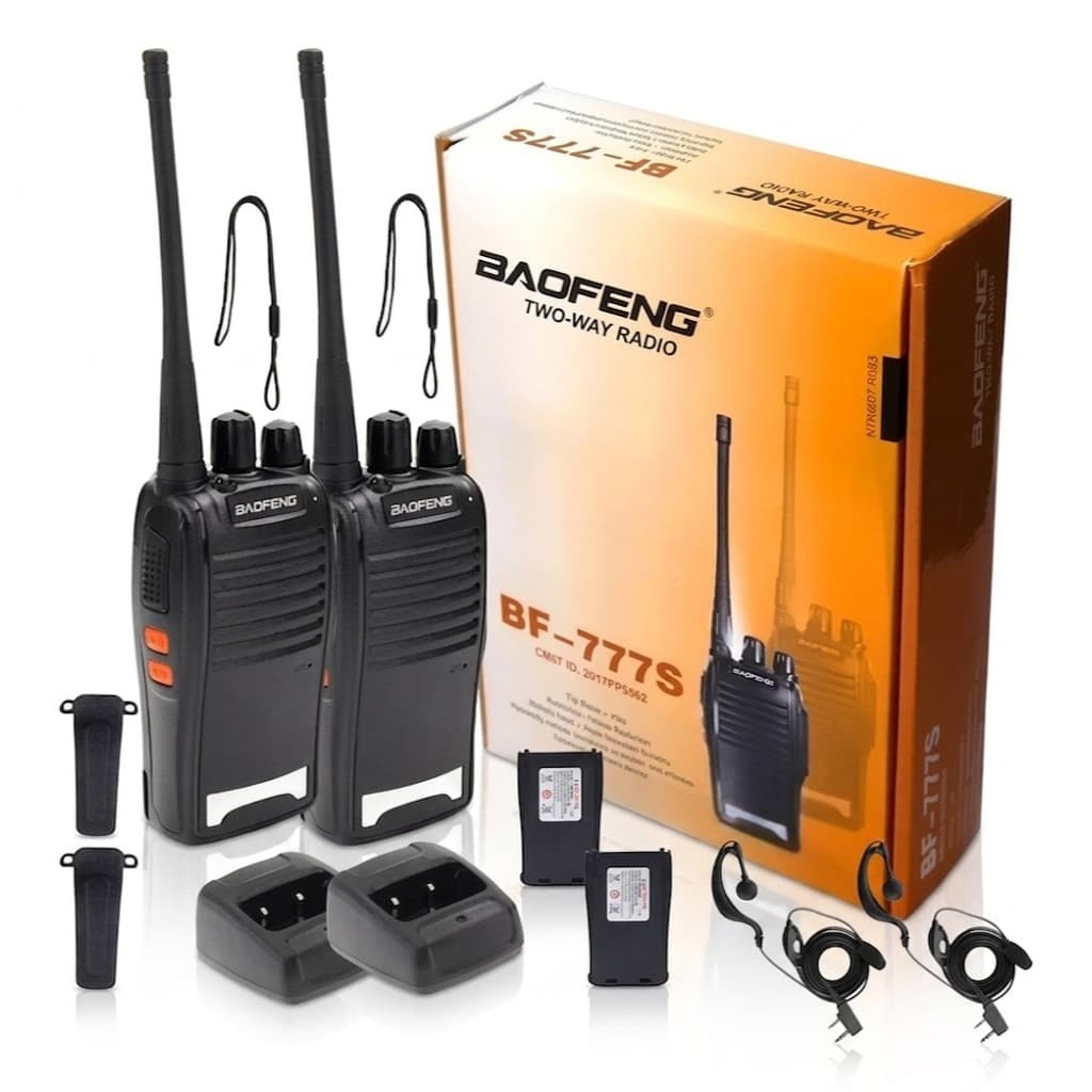 Kit 2 Rádios Comunicador Bf-777s 16 Canais Profissional, Longo Alcance, Uhf, Bateria Recarregável, Ideal Para Segurança,