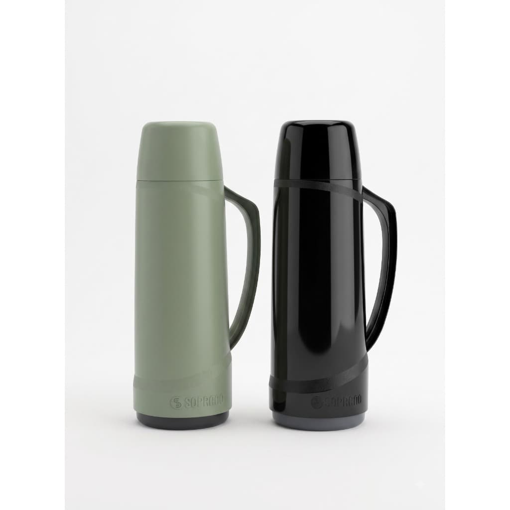 Garrafa Térmica Café Chá Água 1 Litro Soprano Preta ou Verde - Mantem Temperatura - Livre de BPA