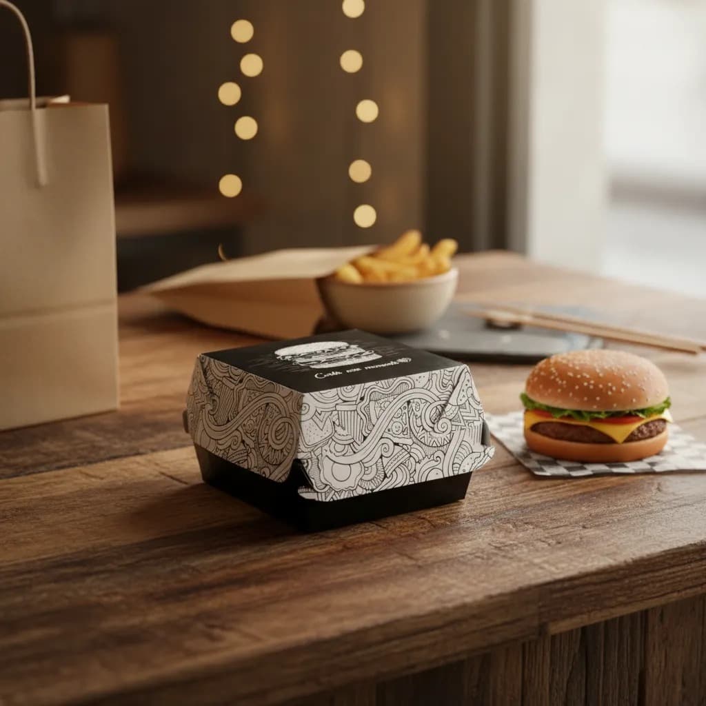 Caixa Embalagem Hamburguer Tradicional Smash Burger Duplex Delivery Fast Food Lanche 10,7x10,7x8 - 500 Unidades