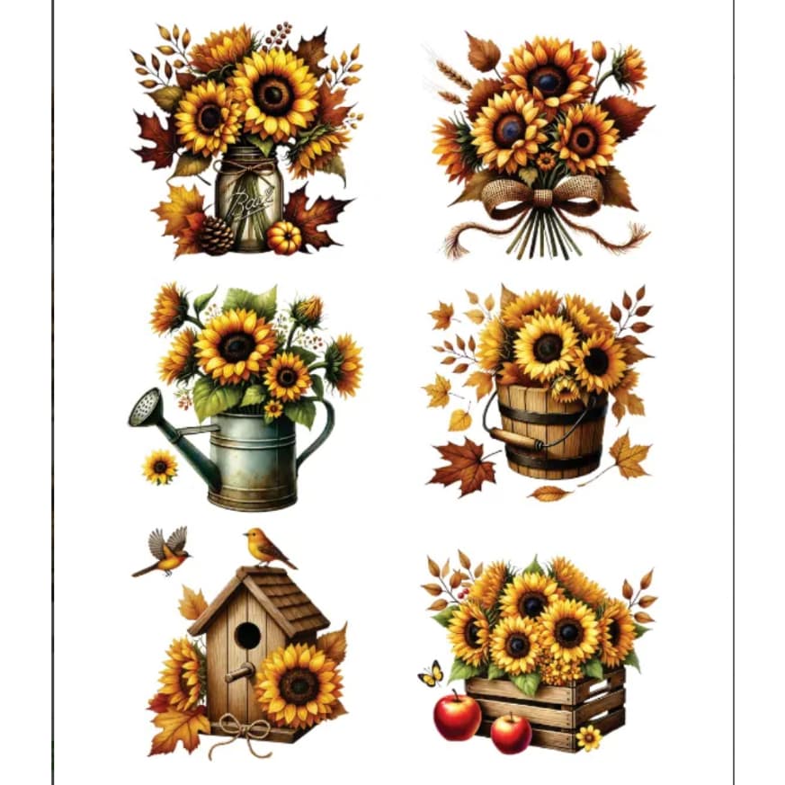 Adesivos Decalque Transfer Girassol cód. DT-044 unitário ou kit com 2