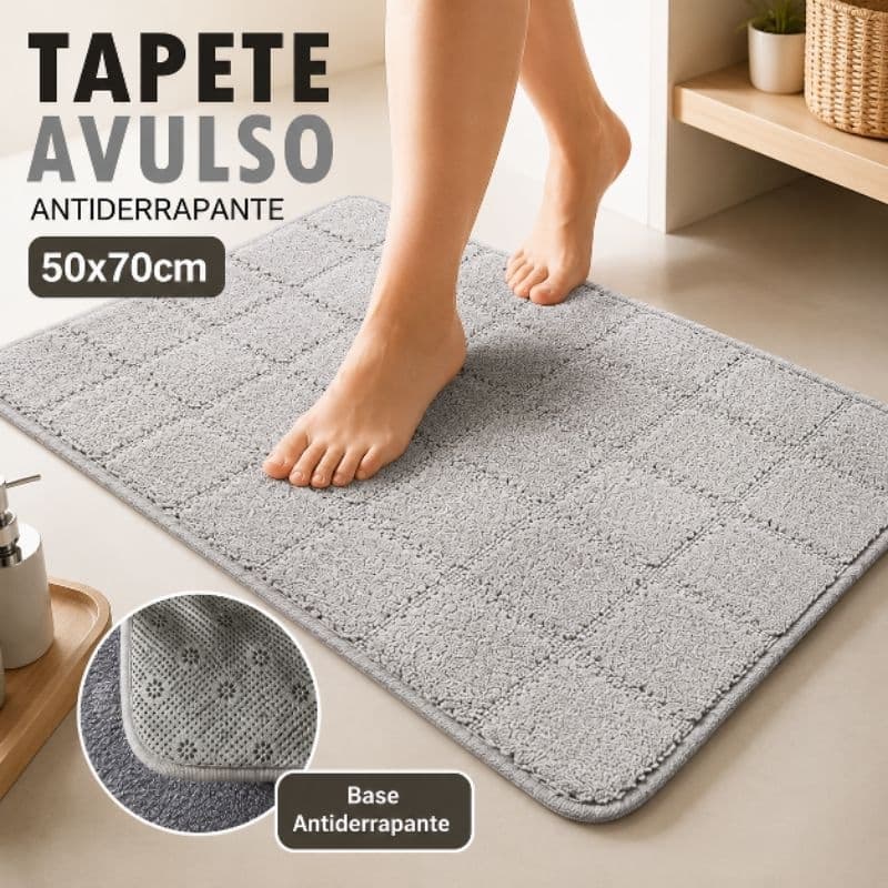 Tapete Banheiro Antiderrapante 50x70cm Macio Absorvente Avulso para Box Quarto Cozinha Frente de Pia