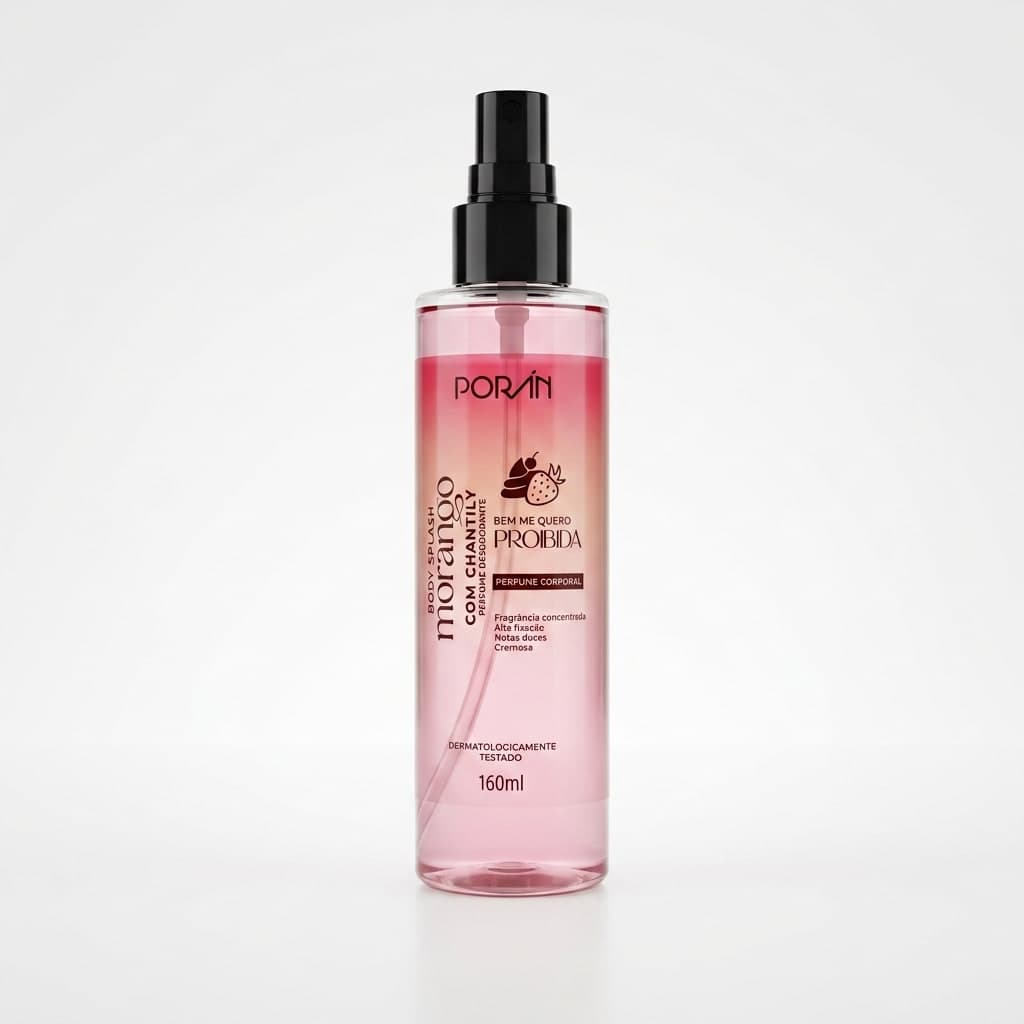 Body Splash Morango com Chantilly Poran 170g Fragrância Refrescante para Uso Diário