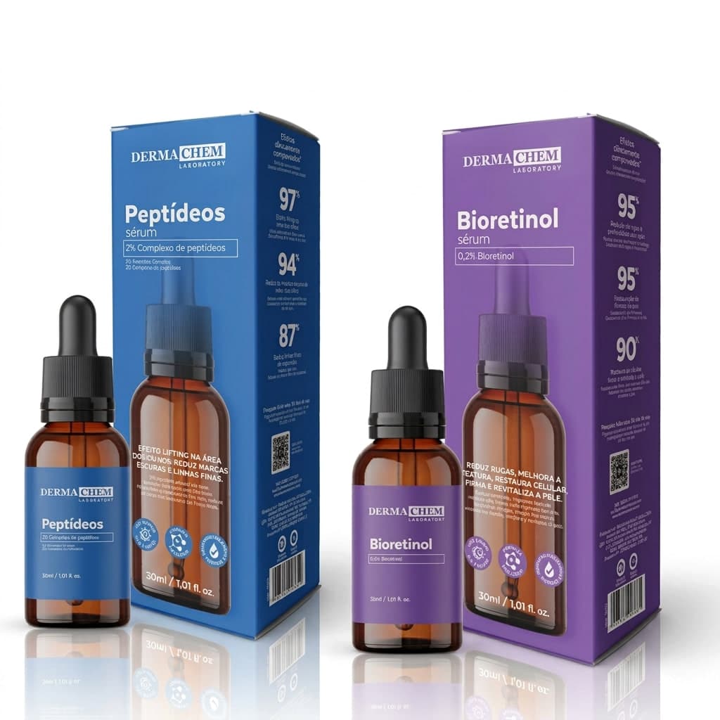 Kit 2 Serums Dermachem Peptídeos e Bioretinol Anti Idade 180g 4.5x5x7cm