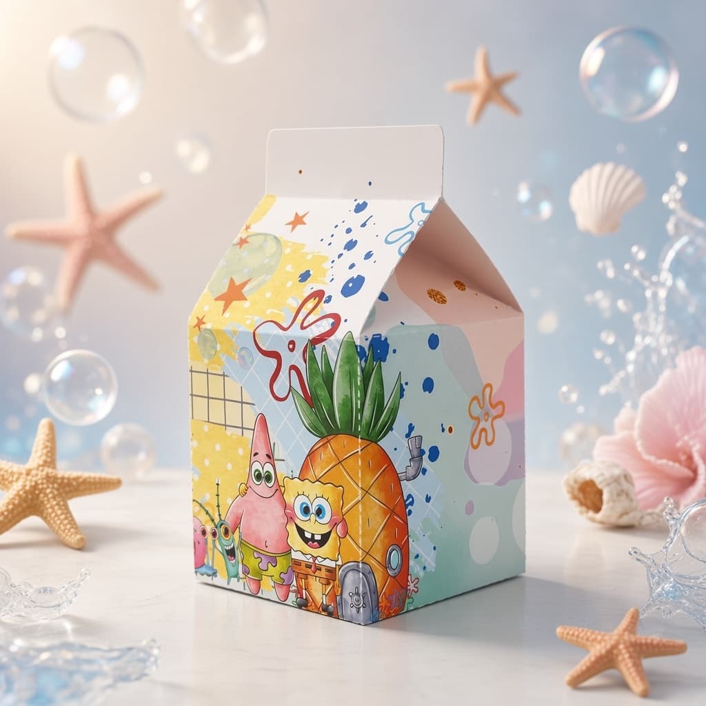 Kit 10 Caixa Milk Bob Esponja Personalizados /Lembrancinha de Festa /Aniversário / PEGUE E MONTE