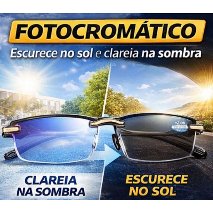 kit 3 Óculos Inteligente Anti Reflexo Fotocromático Original UV 400 Grau 0 ao 4 -Leve e Confortável