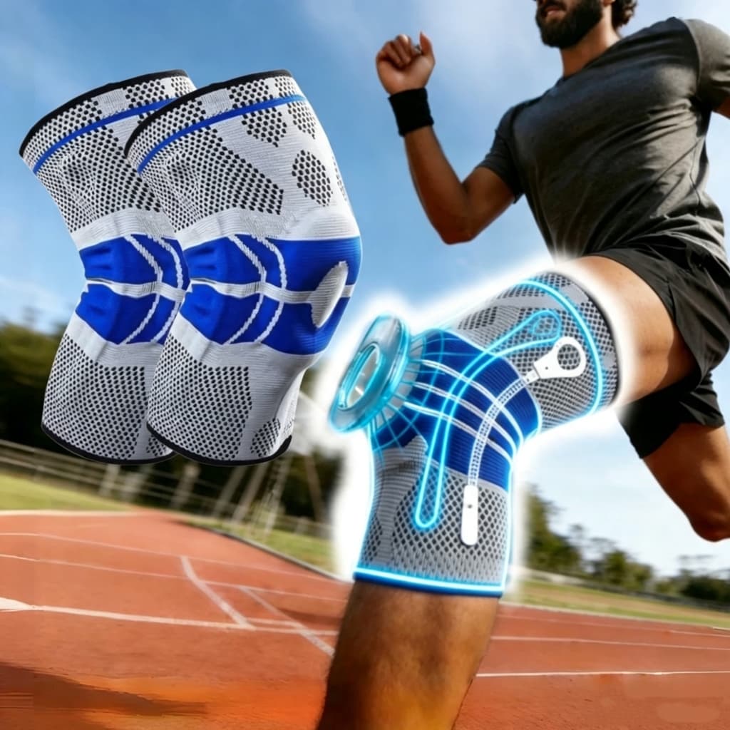 Joelheira Compressão Flexivel 3D Ortopedica Esportiva Anel e Haste Flexivel Treino Alívio Dor Joelho