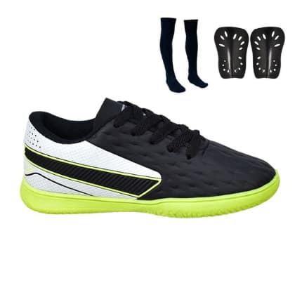 Chuteira Infantil Futsal Quadra Impactor Novidade Uzze Sport + Meião + Caneleira