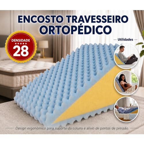 Travesseiro Encosto Triangular Ortopédico Com Capa tamanho 63x42x39