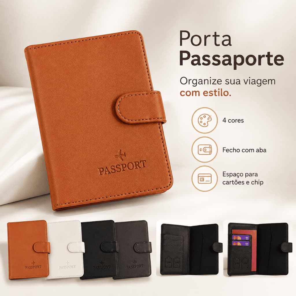 Porta-Passaporte Com Bloqueio RFID-Carteira De Viagem Segura Para Cartões E Documentos